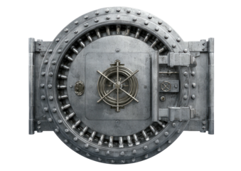 A circular steel vault door