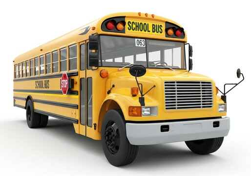 Yellow School Bus Vehicle With Stop Sign and School Bus Text yellow bus transportation