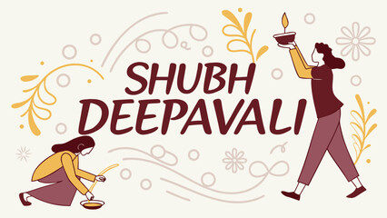 Celebrate Shubh Deepavali with vibrant festive illustrations for holiday greetings and cultural events, perfect for event promotions and social media posts