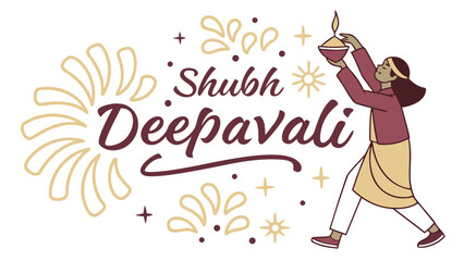 Celebrate Shubh Deepavali with this elegant design, perfect for greeting cards, social media posts, and festive promotions, bringing warmth and light