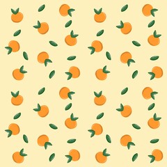 Seamless pattern design of oranges on a beige background