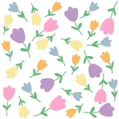 Cute pastel flowers seamless pattern