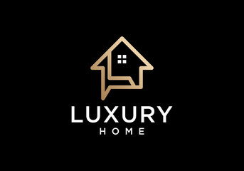 simple and luxury style house logo icon vector design
