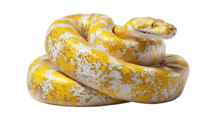 Close-up of a curled yellow snake