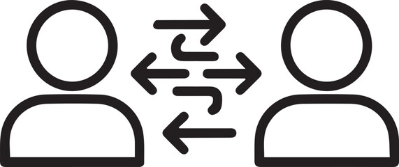 Effective communication and exchange icon showcasing collaboration and connections between people, ideal for illustrating teamwork and partnership concepts