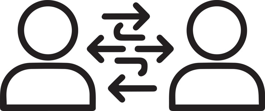 Effective communication and exchange icon showcasing collaboration and connections between people, ideal for illustrating teamwork and partnership concepts