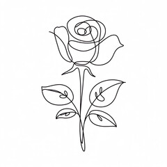Single Line Drawing of a Rose Flower continuous line