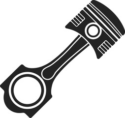 Piston, connecting rod, engine component, mechanical part, automotive design, internal combustion, crankshaft link, industrial machinery, flat vector illustration