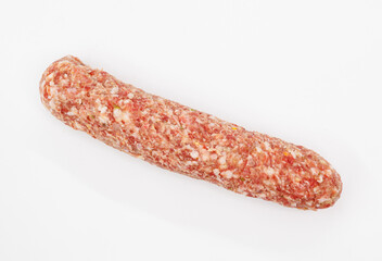 Raw Pork Sausage Link on White Background Ready for Cooking, Grilling, and Barbecue