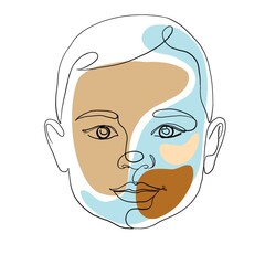 man looking up baby face milimalist line art