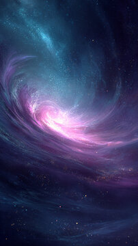 Cosmic Spiral Nebula Vortex in Deep Space with Glowing Interstellar Clouds