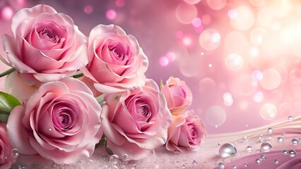 Fototapeta premium Pink Roses with Bokeh Background
