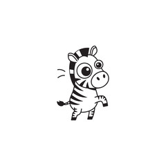 Cute cartoon baby zebra standing on two legs