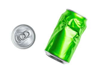 Crushed green can and lid