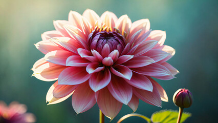 Vibrant pink flower close-up illuminated by soft golden summer light and natural bokeh background