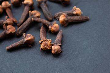 Dried cloves  spice  isolated on black background. 