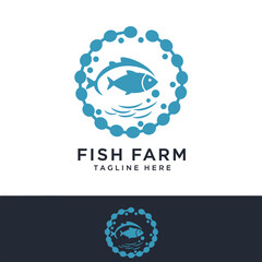Fish Farm Logo Design - Aquatic Animal Husbandry and Seafood Business Branding