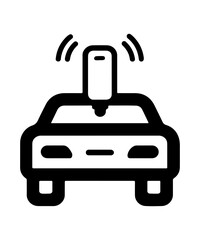 Obraz premium Car silhouette with wi-fi signal symbol icon for connectivity