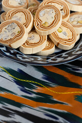 Pistachio Halva on Uzbek Ceramic Plate
