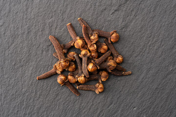 Dried cloves  spice  isolated on black background. 
