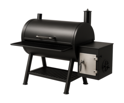 Offset charcoal smoker grill with side firebox, ideal for flavor infusion in your yard.
