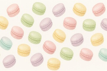Obraz premium Delicate pastel macarons arranged in a whimsical seamless pattern offering a charming and sweet