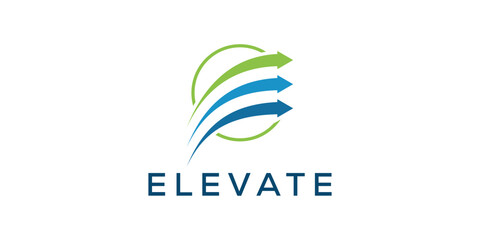 Initial letter E elevate logo design template
