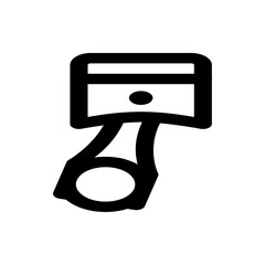 Illustration of a black engine piston with connecting rod and circular end on a white background design