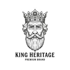 Fototapeta premium Majestic King Heritage Logo Depicting Regal Authority and Premium Brand.
