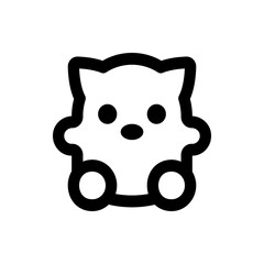 Illustration of a stylized cartoon bear with rounded features and a simple black and white color scheme design