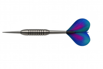 Dart with colorful fletching representing precision, accuracy, and achievement in sporting games, transparent background