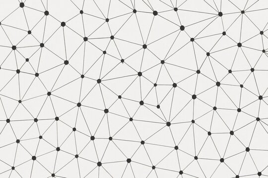 Interconnected network nodes abstract background with geometric triangulation texture