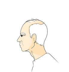 white old man face profil character people