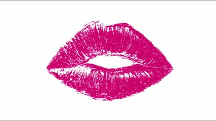 Pink lipstick kiss animation showing gradual change in shape