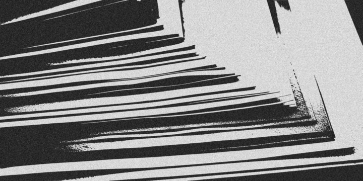 Abstract black and white graphic representing parallel lines and geometric shapes with a grainy texture, suggesting movement or a futuristic design isolated on transparent background