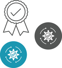 Approved or certified medal icon. Certified badge. Approval check symbol collection - stock vector. Approval check big icon set. Verified, certified, medal, correct mark, award ribbon, badge, quality