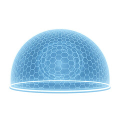 Blue glowing futuristic honeycomb energy shield dome © BTG