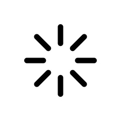 Illustration of a loading icon with eight black rounded lines radiating from the center in a circular pattern