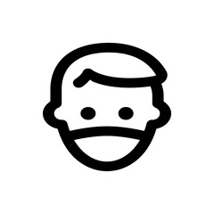Simple outline drawing of a person's face with a smile and short hair in black and white minimalist style