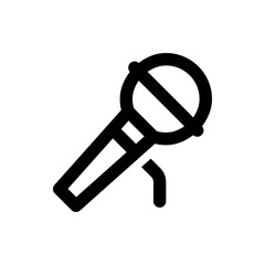 Illustration of a black microphone with a rounded head and a short stand on a white background view