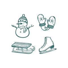 Christmas hand drawn vector illustrations. Vector set with Christmas elements