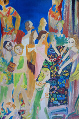 Mediterranean historical illustration jewelry market.