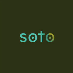 Soto logo design with a minimalist approach, featuring unique circular elements within the letters