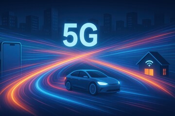 Fototapeta premium Innovative communication technology illustration showcasing the evolution of speed with 5G network