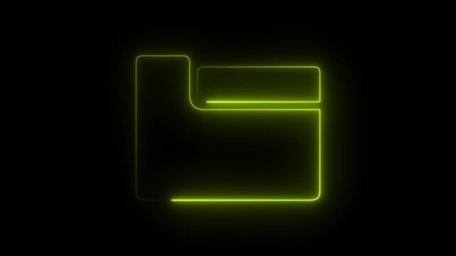 Glowing Neon file manager Icon on Black Background, Futuristic, Retro folder Symbol.