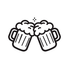 Beer mug silhouette vector white background