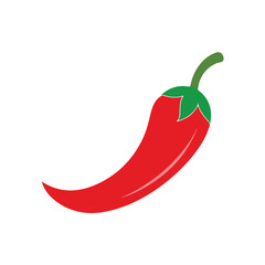 Red Chili Pepper Icon Curved Bright Red Illustration
