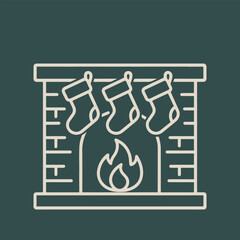 fireplace with socks color icon banner vector illustration