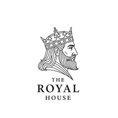 Royal King Profile with Crown and Beard Depicting Regal Authority and Power.