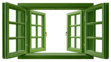 A bright green window, open wide